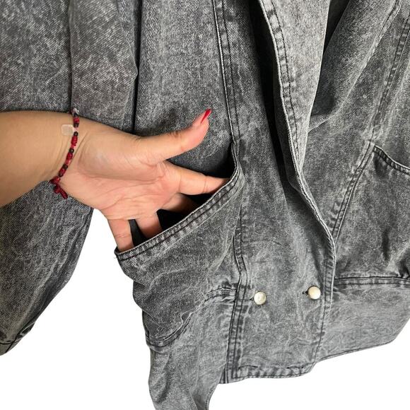 Acid Wash Denim Jacket Oversized Slouchy 80s Style Unbranded Grunge Look S/Med - Picture 5 of 8